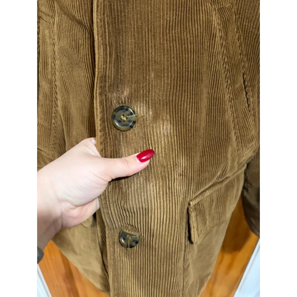 J.Crew Corduroy Sherpa Lined Barn Chore Jacket L Tan Plaid Lined Coat Mens Read